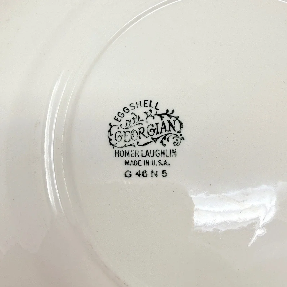 Homer Laughlin Eggshell Georgian Salad Plates Set of 7 Blue Floral Gold 9